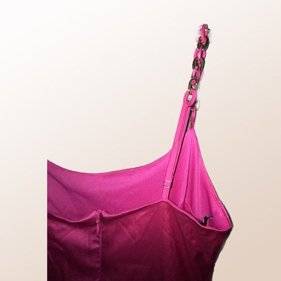 NWT MISSGUIDED Hot Pink Satin Mini Dress - Picture 3 of 8